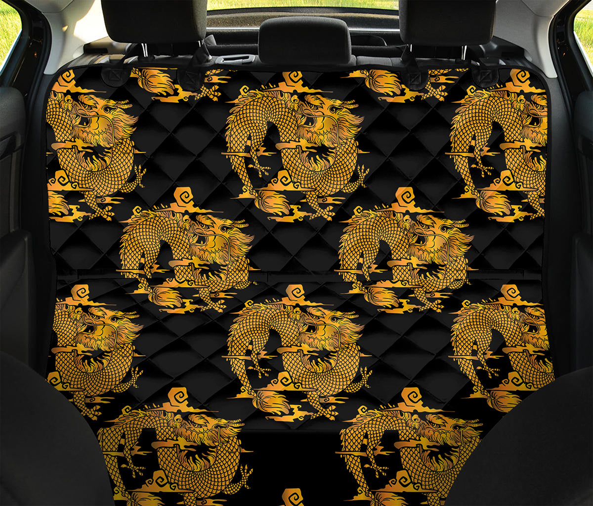 Black And Gold Dragon Pattern Print Pet Car Back Seat Cover