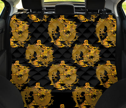 Black And Gold Dragon Pattern Print Pet Car Back Seat Cover