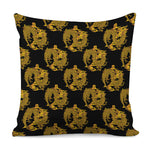 Black And Gold Dragon Pattern Print Pillow Cover