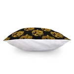 Black And Gold Dragon Pattern Print Pillow Cover