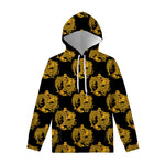 Black And Gold Dragon Pattern Print Pullover Hoodie