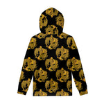 Black And Gold Dragon Pattern Print Pullover Hoodie