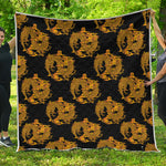Black And Gold Dragon Pattern Print Quilt