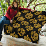 Black And Gold Dragon Pattern Print Quilt