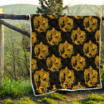 Black And Gold Dragon Pattern Print Quilt