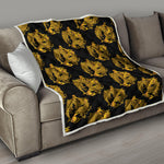 Black And Gold Dragon Pattern Print Quilt