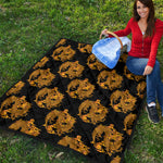 Black And Gold Dragon Pattern Print Quilt