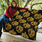 Black And Gold Dragon Pattern Print Quilt