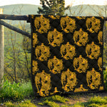 Black And Gold Dragon Pattern Print Quilt