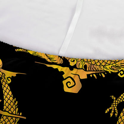 Black And Gold Dragon Pattern Print Sofa Cover