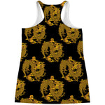 Black And Gold Dragon Pattern Print Women's Racerback Tank Top