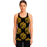 Black And Gold Dragon Pattern Print Women's Racerback Tank Top