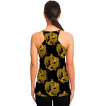 Black And Gold Dragon Pattern Print Women's Racerback Tank Top