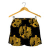 Black And Gold Dragon Pattern Print Women's Shorts