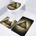 Black And Gold Eye of Providence Print 3 Piece Bath Mat Set