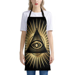 Black And Gold Eye of Providence Print Apron