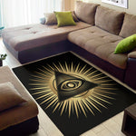 Black And Gold Eye of Providence Print Area Rug