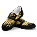 Black And Gold Eye of Providence Print Black Slip On Sneakers