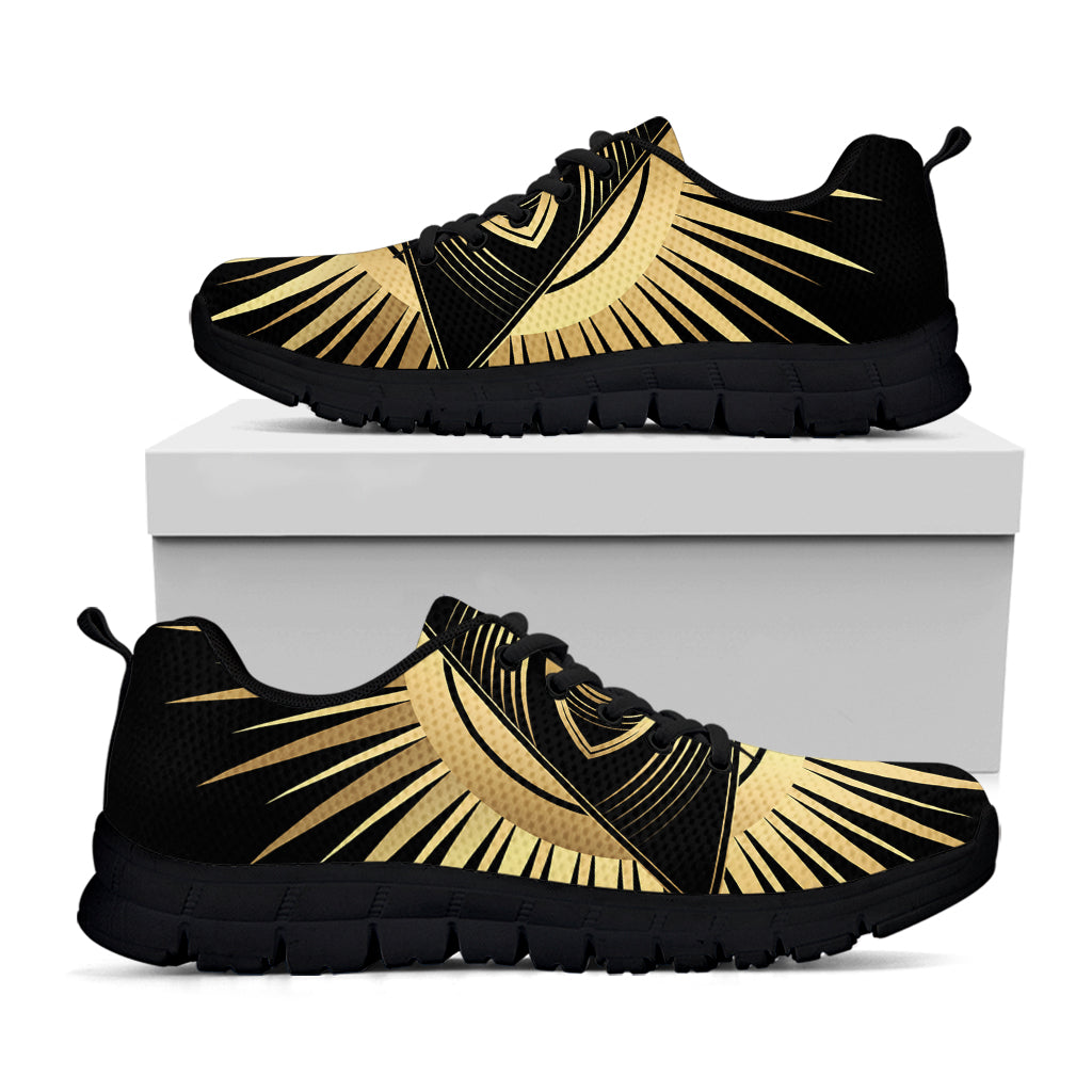 Black And Gold Eye of Providence Print Black Sneakers