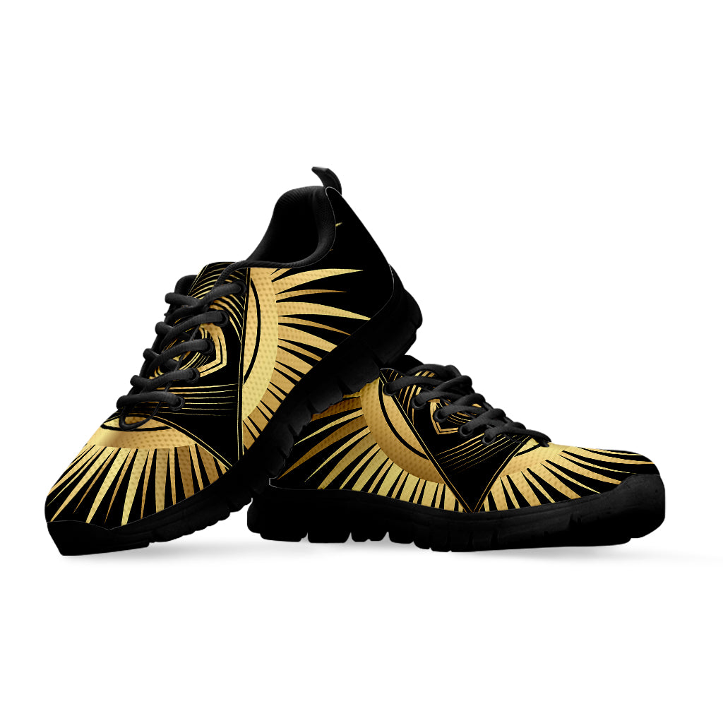 Black And Gold Eye of Providence Print Black Sneakers