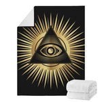 Black And Gold Eye of Providence Print Blanket