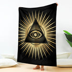 Black And Gold Eye of Providence Print Blanket