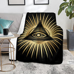 Black And Gold Eye of Providence Print Blanket