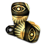 Black And Gold Eye of Providence Print Boxing Gloves