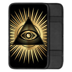 Black And Gold Eye of Providence Print Car Center Console Cover