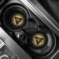 Black And Gold Eye of Providence Print Car Coasters