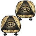 Black And Gold Eye of Providence Print Car Headrest Covers