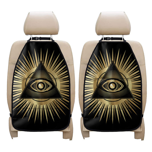 Black And Gold Eye of Providence Print Car Seat Organizers