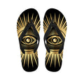 Black And Gold Eye of Providence Print Flip Flops