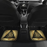 Black And Gold Eye of Providence Print Front and Back Car Floor Mats