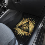 Black And Gold Eye of Providence Print Front and Back Car Floor Mats