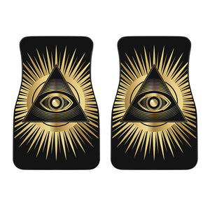 Black And Gold Eye of Providence Print Front Car Floor Mats