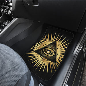 Black And Gold Eye of Providence Print Front Car Floor Mats