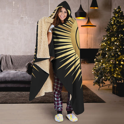 Black And Gold Eye of Providence Print Hooded Blanket