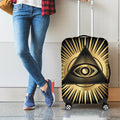 Black And Gold Eye of Providence Print Luggage Cover