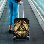 Black And Gold Eye of Providence Print Luggage Cover