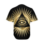 Black And Gold Eye of Providence Print Men's Baseball Jersey