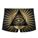 Black And Gold Eye of Providence Print Men's Boxer Briefs