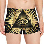Black And Gold Eye of Providence Print Men's Boxer Briefs