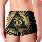 Black And Gold Eye of Providence Print Men's Boxer Briefs