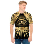Black And Gold Eye of Providence Print Men's T-Shirt
