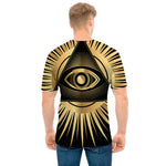 Black And Gold Eye of Providence Print Men's T-Shirt