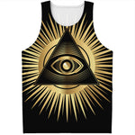 Black And Gold Eye of Providence Print Men's Tank Top