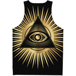 Black And Gold Eye of Providence Print Men's Tank Top