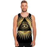Black And Gold Eye of Providence Print Men's Tank Top