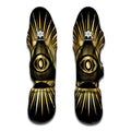 Black And Gold Eye of Providence Print Muay Thai Shin Guards